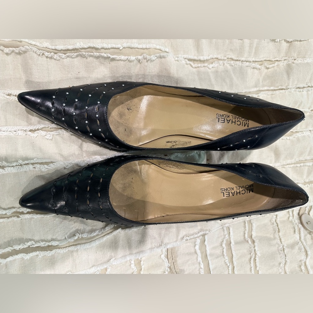 MICHAEL KORS Black Rhinestone Studded Kitten Heels-Size 9